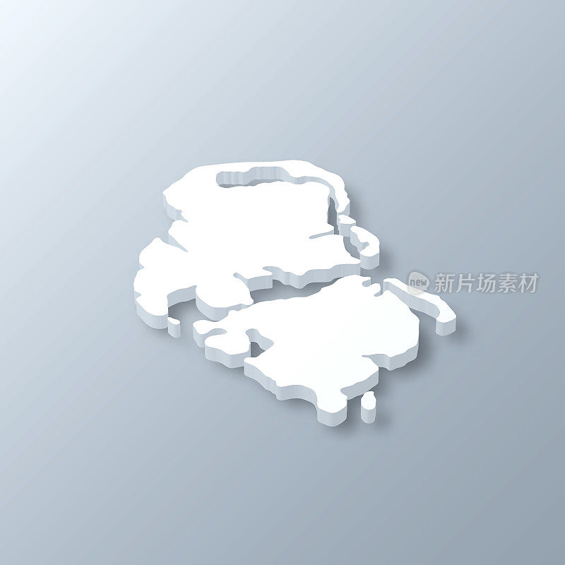 灰色背景上的Huahine 3D地图